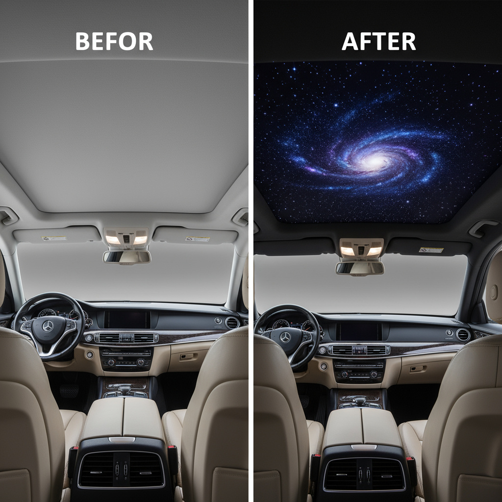 Vorher/Nachher – Dachhimmel mit Galaxy-Design