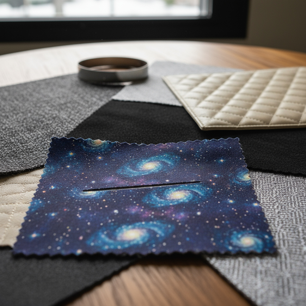 Textilmuster inkl. galaxy-inspirierter Stoffe